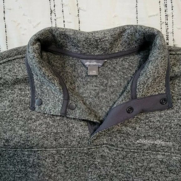 Eddie Bauer Sweater Mens XXL Charcoal Gray Radiator Fleece Pullover 1/4 … - Picture 2 of 11